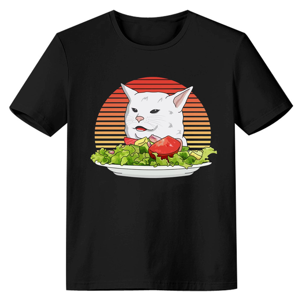 Adult Unisex Internet Yelling At Cat Meme Tee Trending Black T-shirt Costume