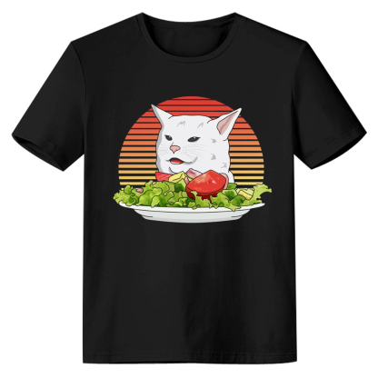 Adult Unisex Internet Yelling At Cat Meme Tee Trending Black T-shirt Costume