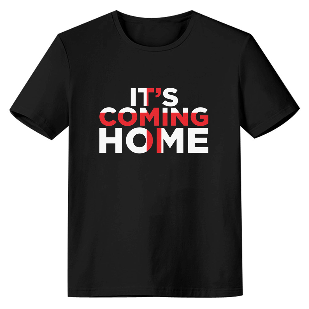 Adult Unisex Football England Its Coming Home Black Soccer T-shirt Costume