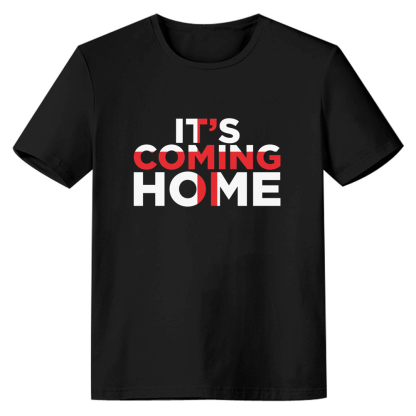 Adult Unisex Football England Its Coming Home Black Soccer T-shirt Costume