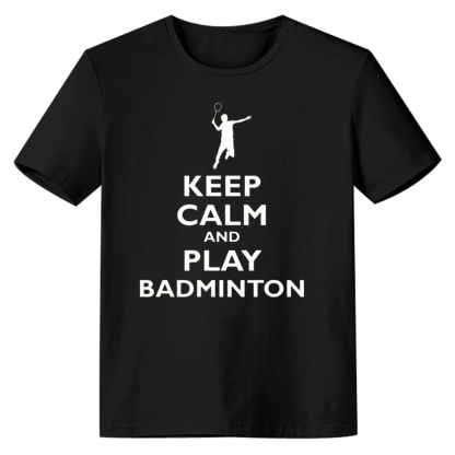 Adult Unisex Keep Calm And Play BadmintonBlack Sport T-shirt Costume