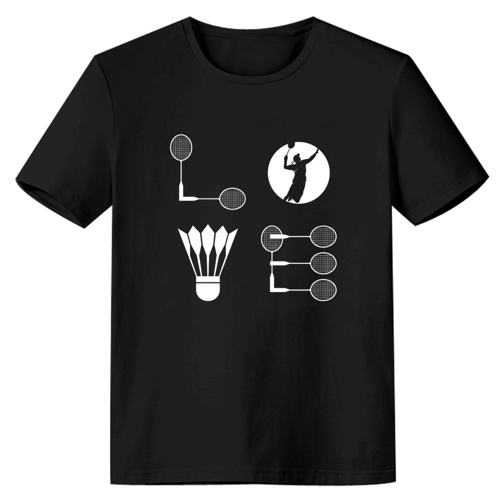 Adult Unisex Love Badminton Funny Black Sport T-shirt Costume