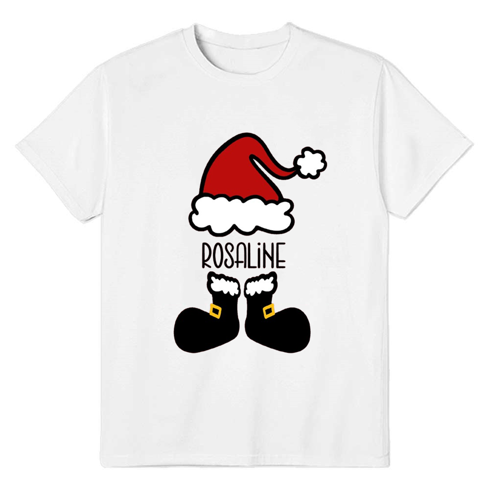 Adult Unisex Festival Custom Name Christmas Xmas White T-shirt Costume