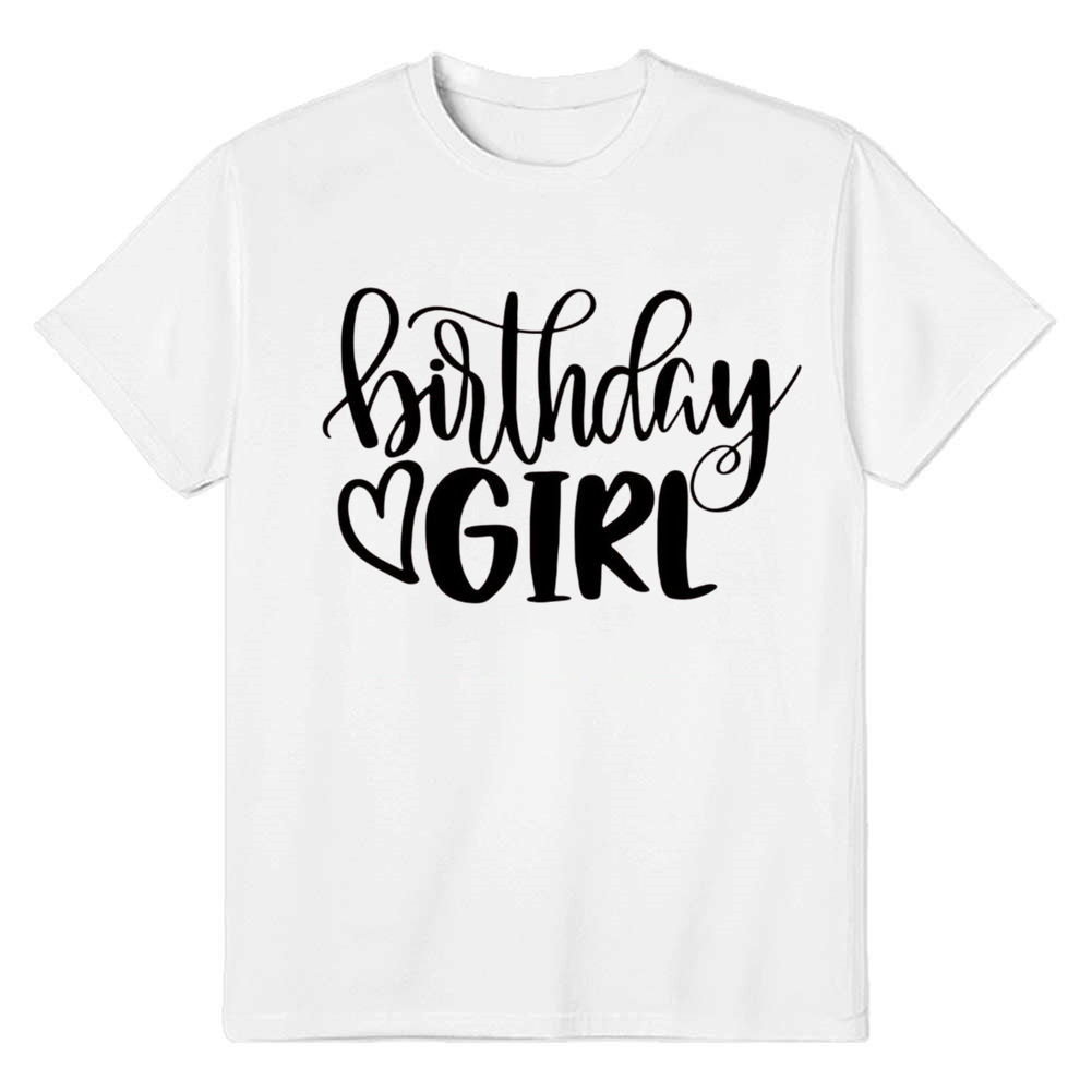 Adult Woman Birthday Girl Birthday Party White Short Sleeve T-shirt 