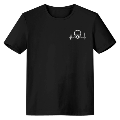 Adult Unisex Sport Heartbeat Ping Pong Lover Black T-shirt Costume