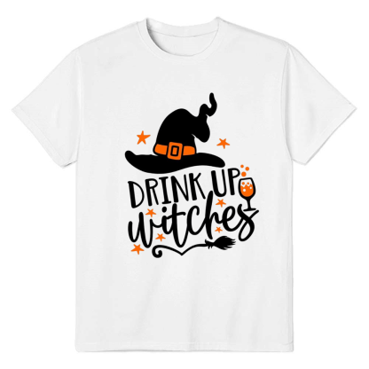 Adult Unisex Drink Up Witches Halloween White T-shirt Costume