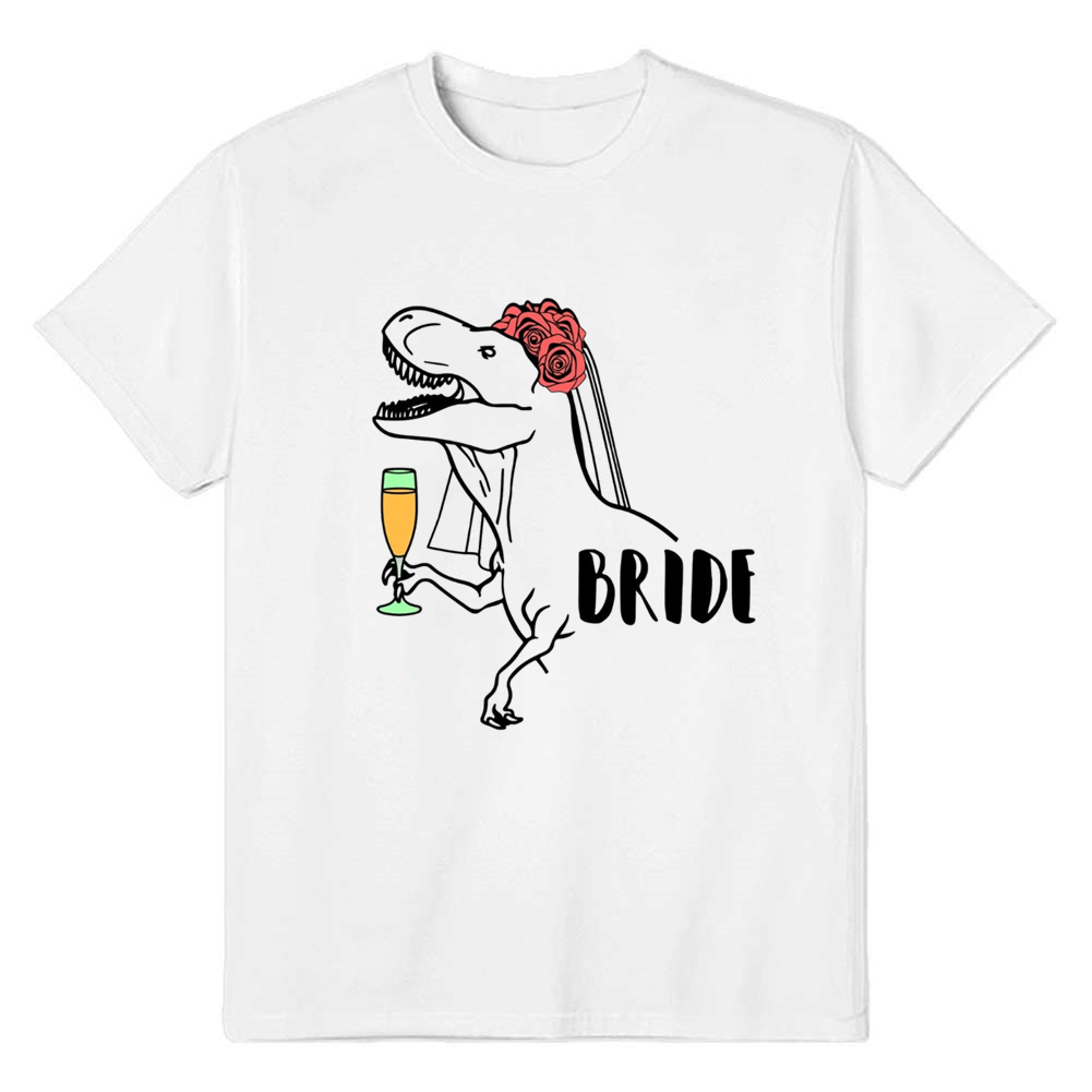 Adult Unisex Dinosaur Bride Animals Lover White T-shirt Costume