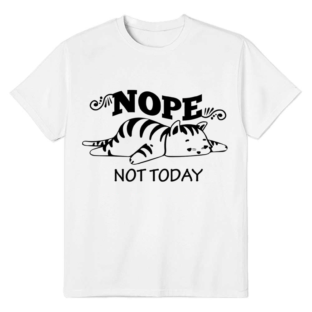 Adult Unisex Cute Sleeping Lazy Cat Pet Lover White T-shirt