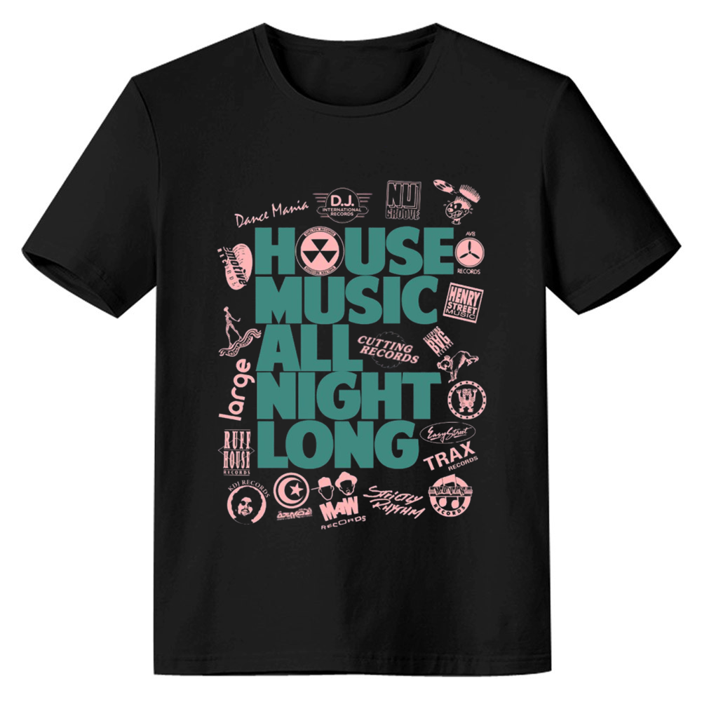 Adult Unisex House Music Retro Music Lover Black T-shirt