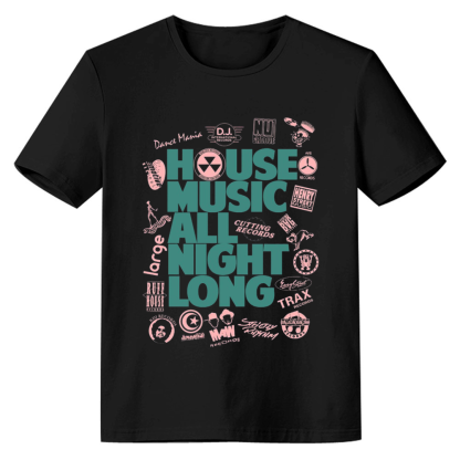 Adult Unisex House Music Retro Music Lover Black T-shirt