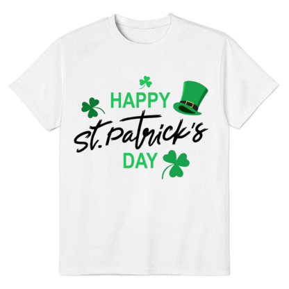 Adult Unisex Happy St. Patrick's Day Lucky White T-shirt