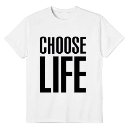 Adult Choose Life Letter Slogan Unisex White T-shirt Costume