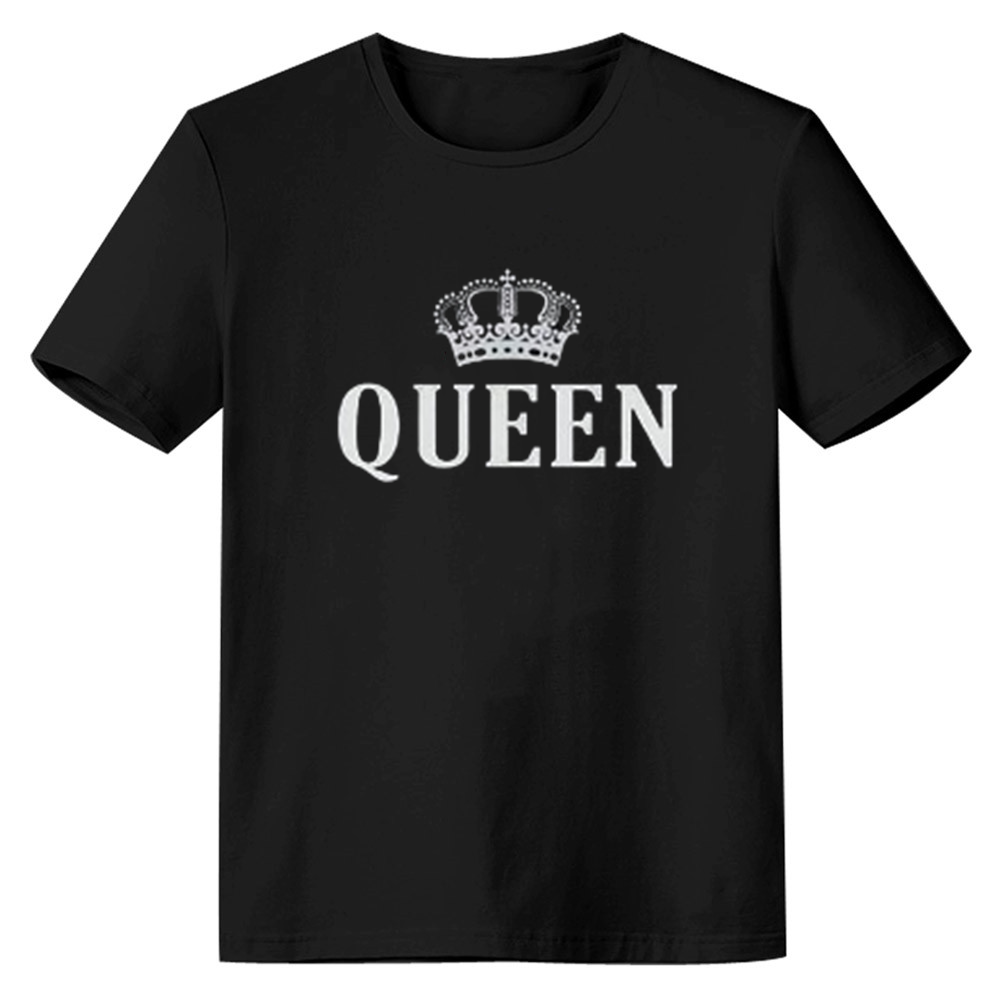 Adult Unisex King Queen Valentine's Day Couple Black Short Sleeve T-shirt Outfits Top Costume