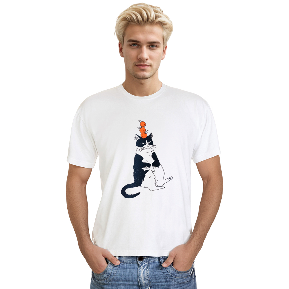 Adult Unisex Kawaii Lazy Cat Pet Lover White T-shirt Costume