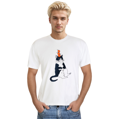 Adult Unisex Kawaii Lazy Cat Pet Lover White T-shirt Costume