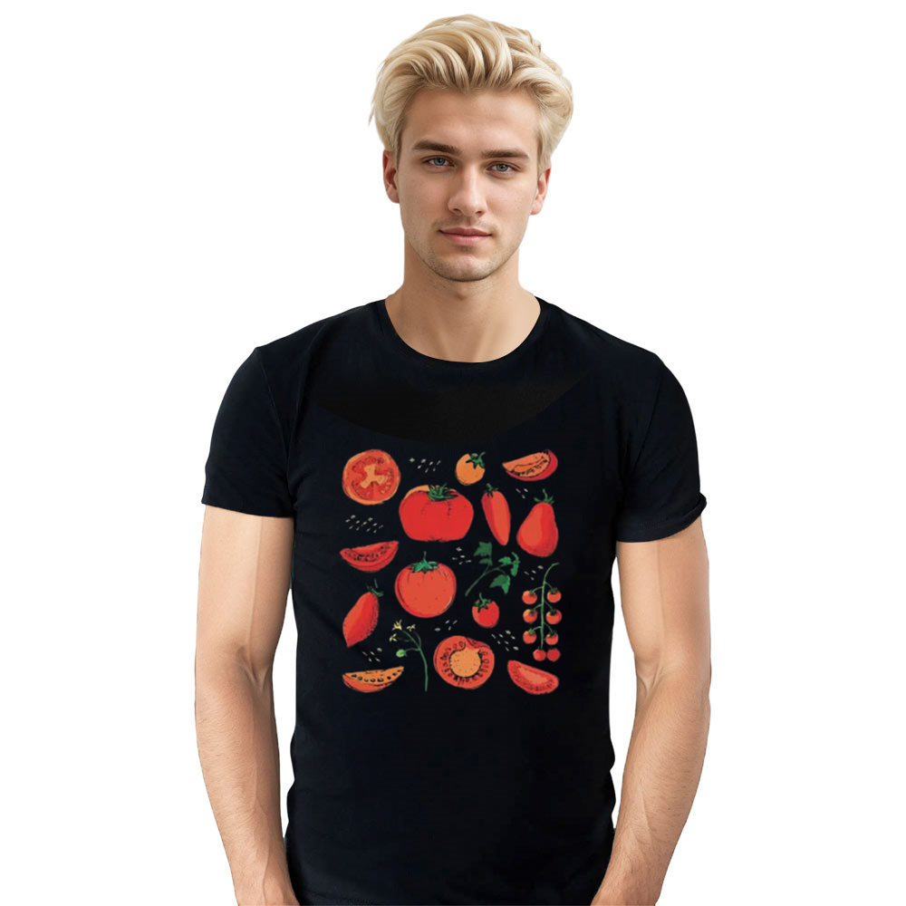 Adult Unisex Tomato Fruit Vegetable Food Lover Black T-shirt Costume