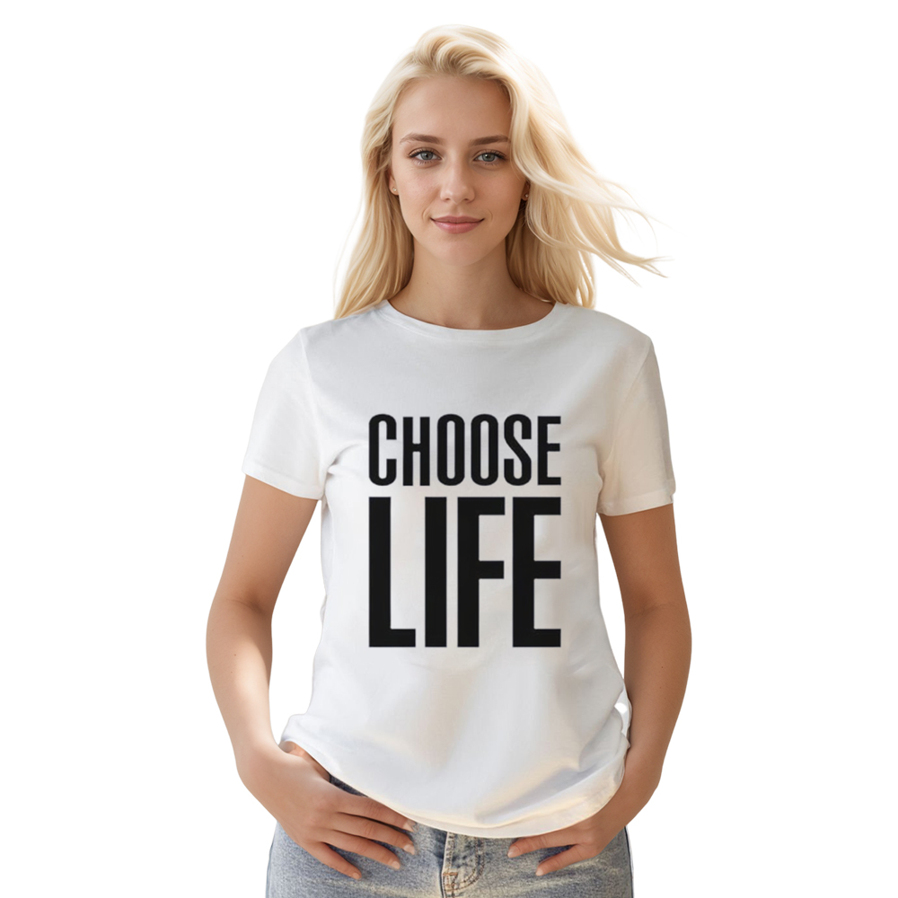 Adult Choose Life Letter Slogan Unisex White T-shirt Costume