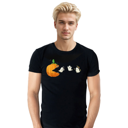 Adult Unisex Funny Halloween Scary Pumpkin Ghosts Halloween Black T-shirt Costume