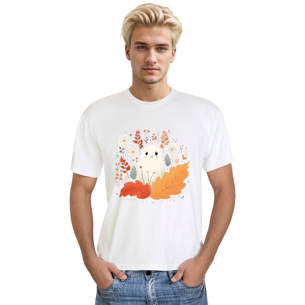 Adult Unisex Cute Spooky Ghost Halloween White T-shirt Costume