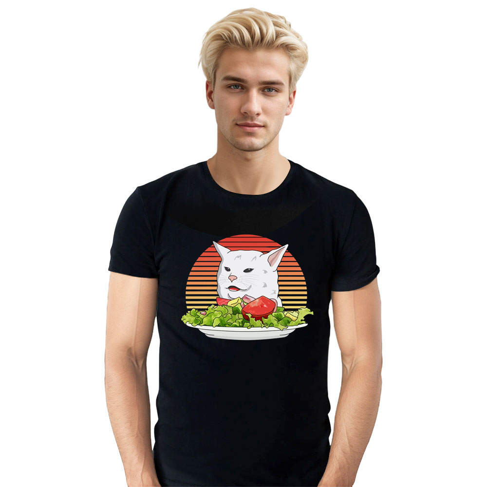 Adult Unisex Internet Yelling At Cat Meme Tee Trending Black T-shirt Costume