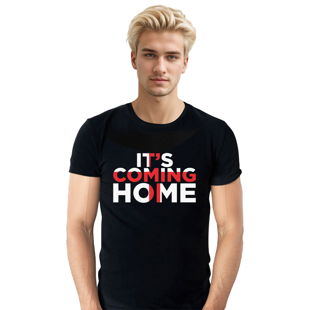 Adult Unisex Football England Its Coming Home Black Soccer T-shirt Costume
