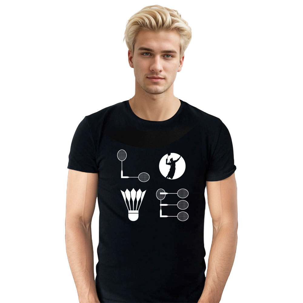 Adult Unisex Love Badminton Funny Black Sport T-shirt Costume