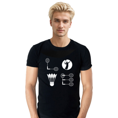 Adult Unisex Love Badminton Funny Black Sport T-shirt Costume