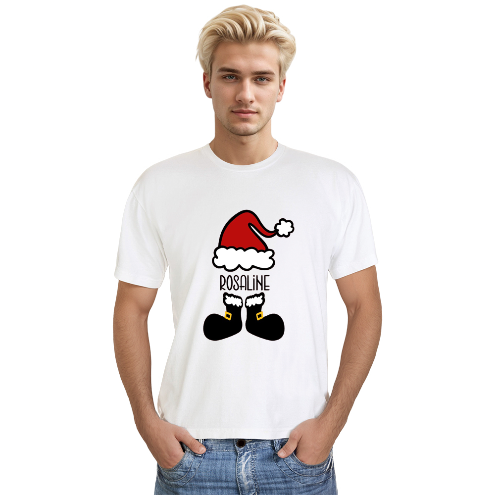 Adult Unisex Festival Custom Name Christmas Xmas White T-shirt Costume