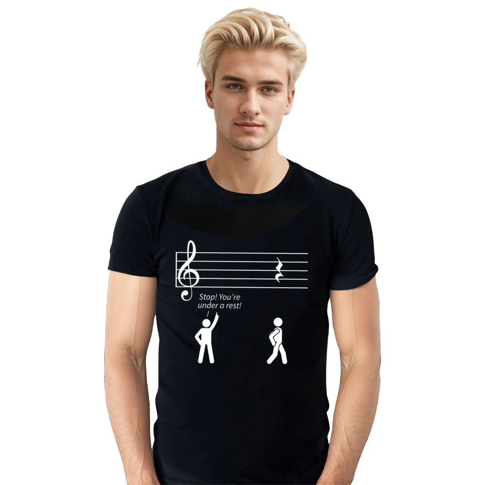 Adult Unisex Stop Under A Rest Music Festival Black T-shirt Costume