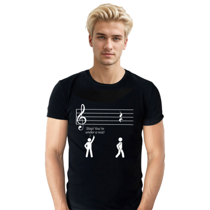 Adult Unisex Stop Under A Rest Music Festival Black T-shirt Costume