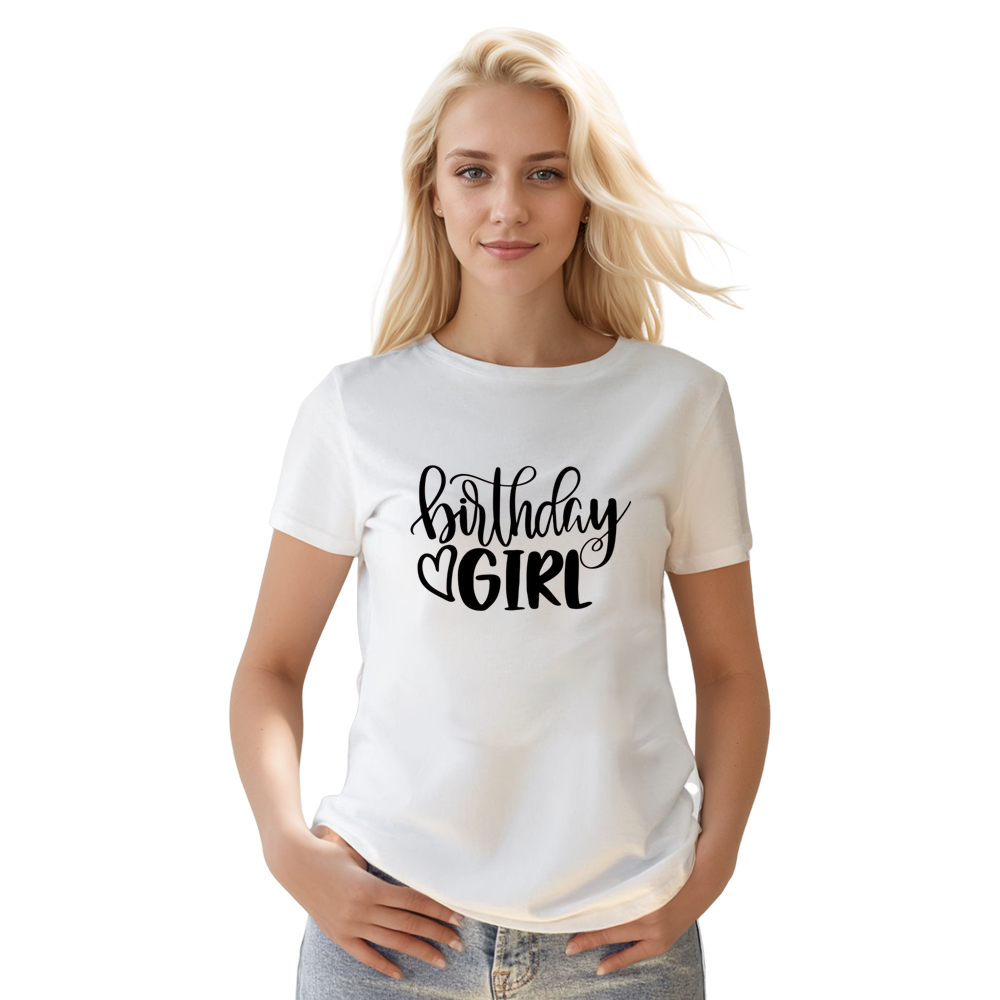 Adult Woman Birthday Girl Birthday Party White Short Sleeve T-shirt 