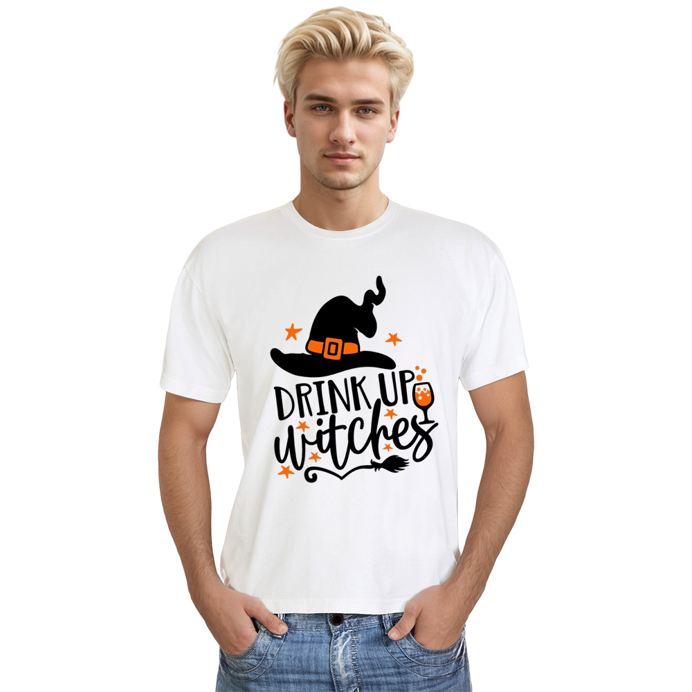 Adult Unisex Drink Up Witches Halloween White T-shirt Costume