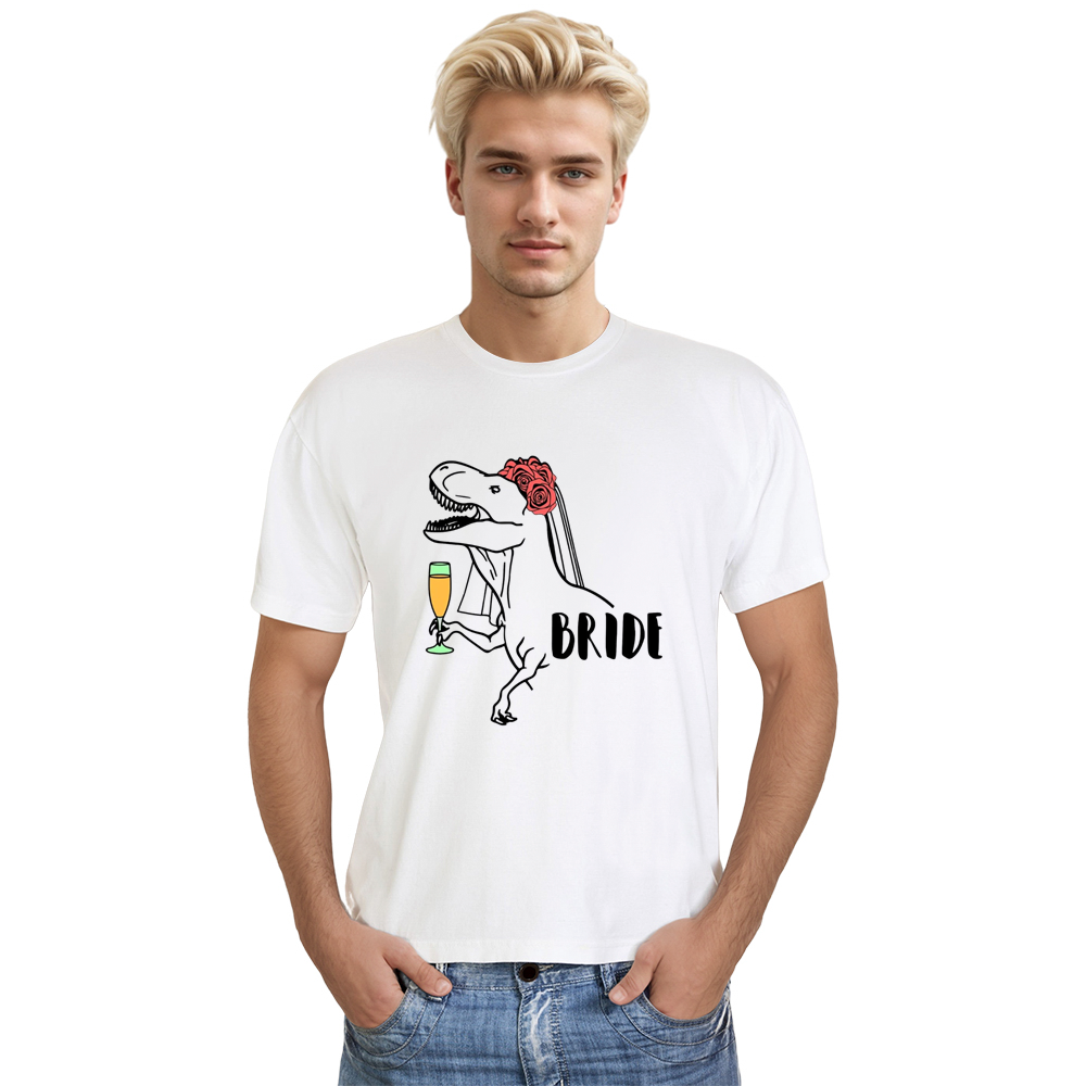 Adult Unisex Dinosaur Bride Animals Lover White T-shirt Costume