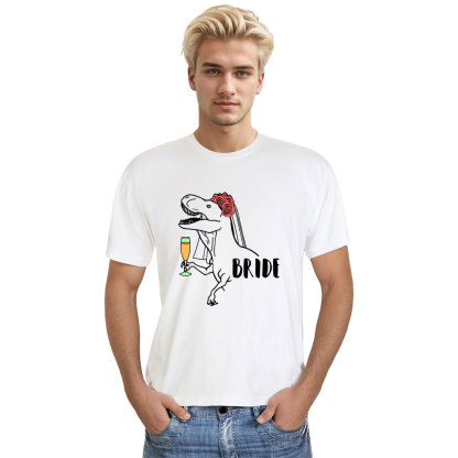 Adult Unisex Dinosaur Bride Animals Lover White T-shirt Costume