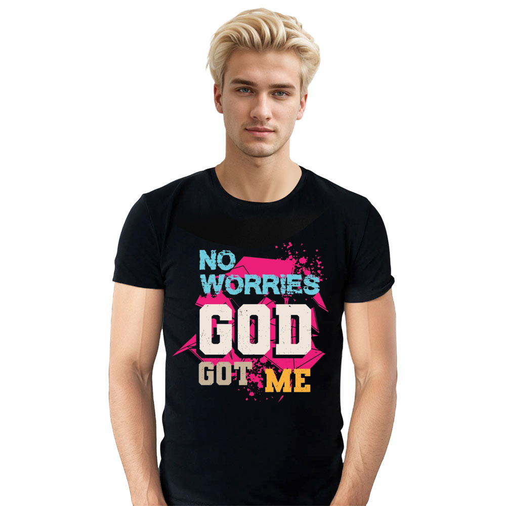 Adult Unisex No Worries God Got Me Slogn Black Letter T-shirt