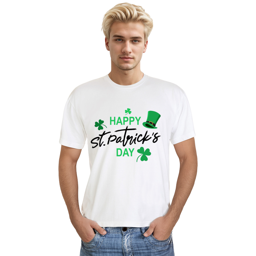 Adult Unisex Happy St. Patrick's Day Lucky White T-shirt