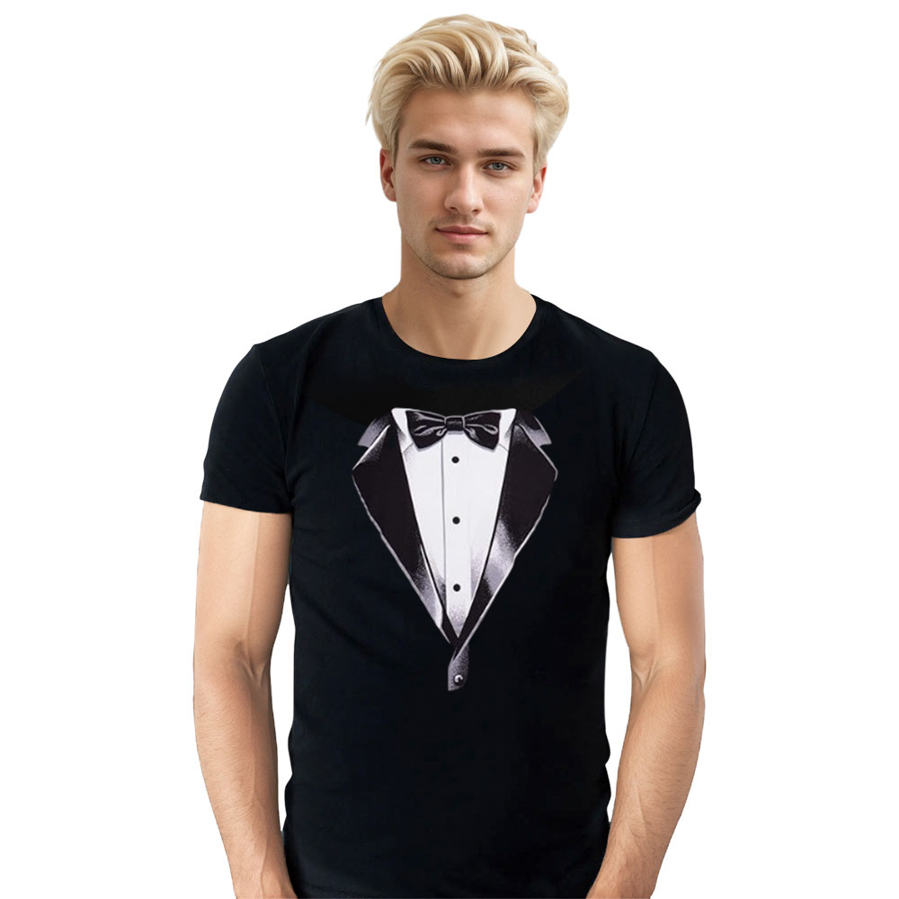 Adult Unisex Tuxedo Classic Party Humor Vintage Bachelor Party Funny Black T-shirt Costume
