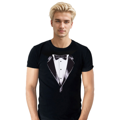 Adult Unisex Tuxedo Classic Party Humor Vintage Bachelor Party Funny Black T-shirt Costume