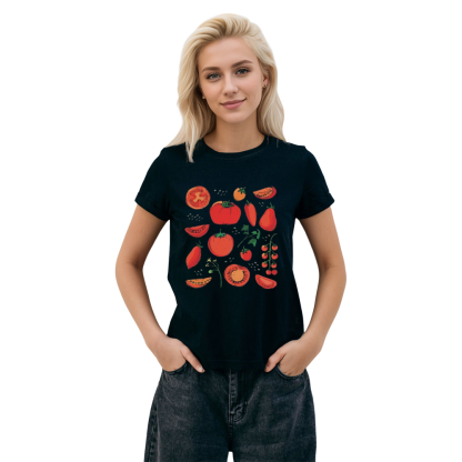 Adult Unisex Tomato Fruit Vegetable Food Lover Black T-shirt Costume