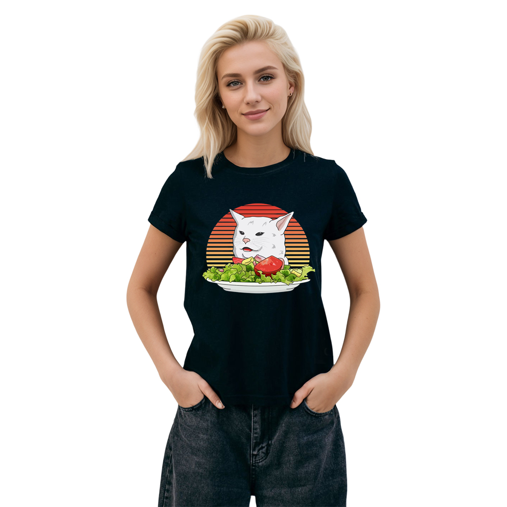 Adult Unisex Internet Yelling At Cat Meme Tee Trending Black T-shirt Costume