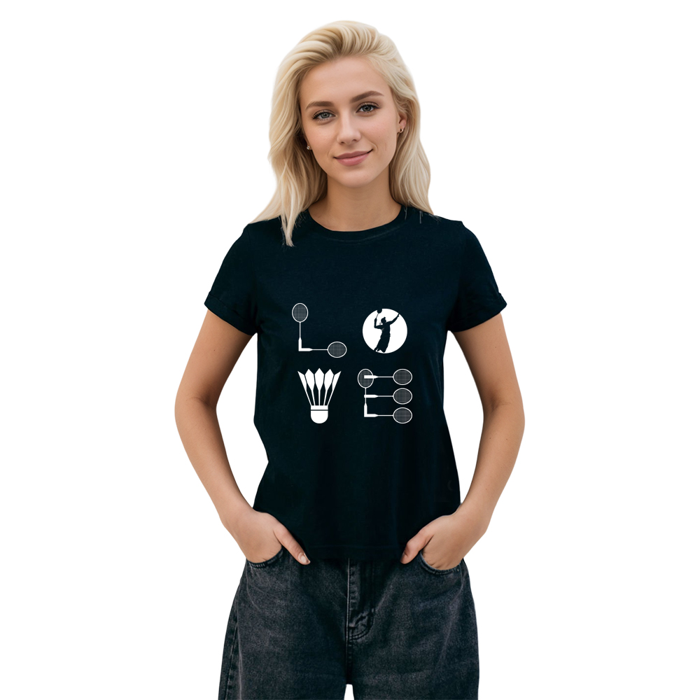 Adult Unisex Love Badminton Funny Black Sport T-shirt Costume