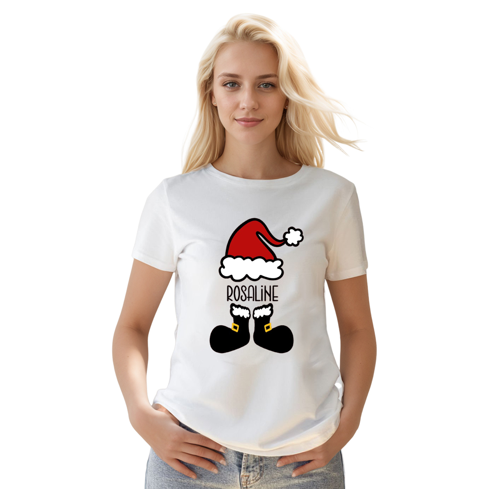Adult Unisex Festival Custom Name Christmas Xmas White T-shirt Costume