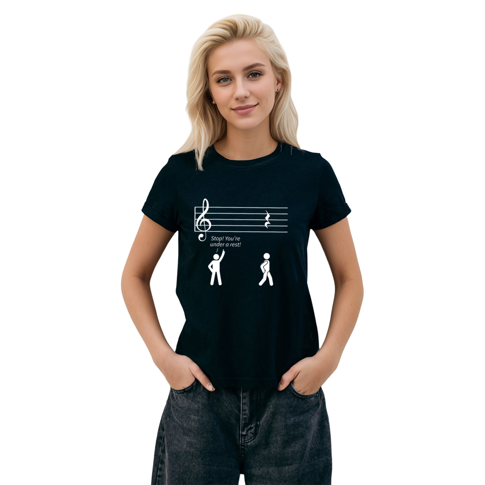 Adult Unisex Stop Under A Rest Music Festival Black T-shirt Costume