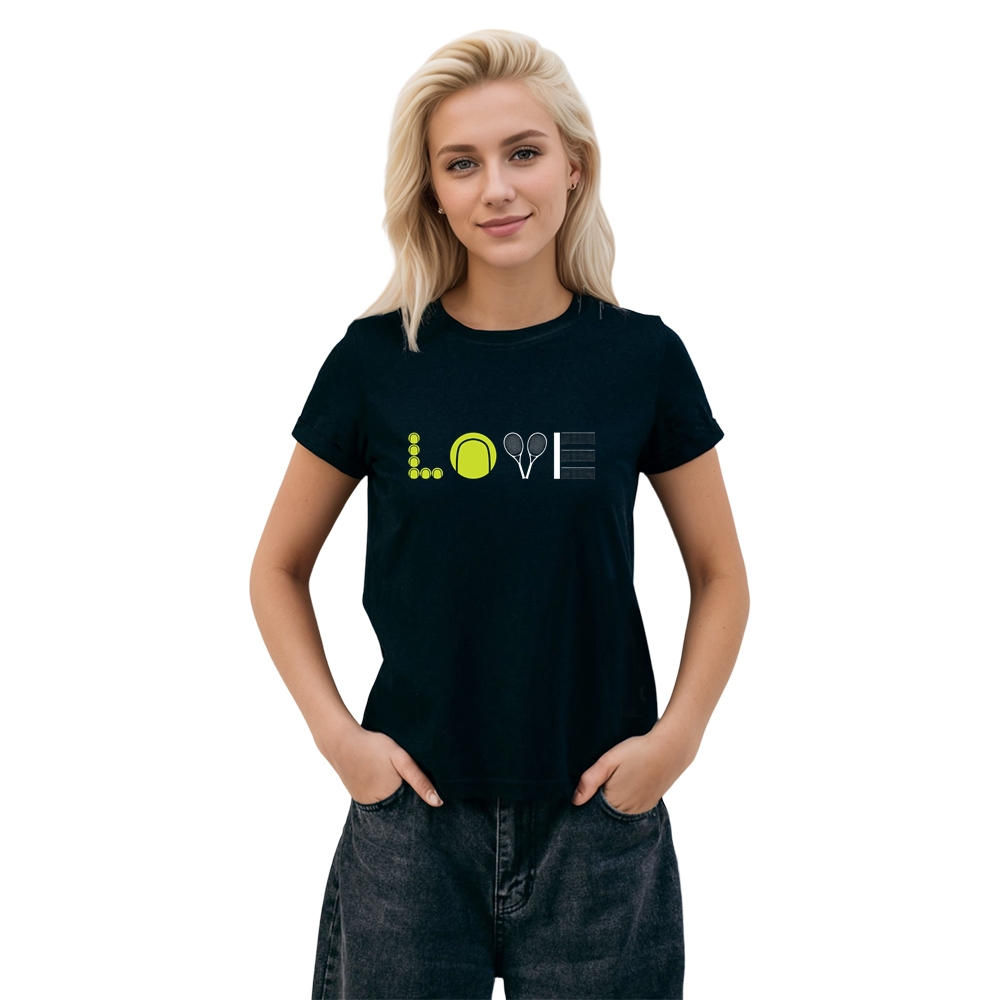 Adult Unisex Tennis Sport Lover Black Love T-shirt Costume