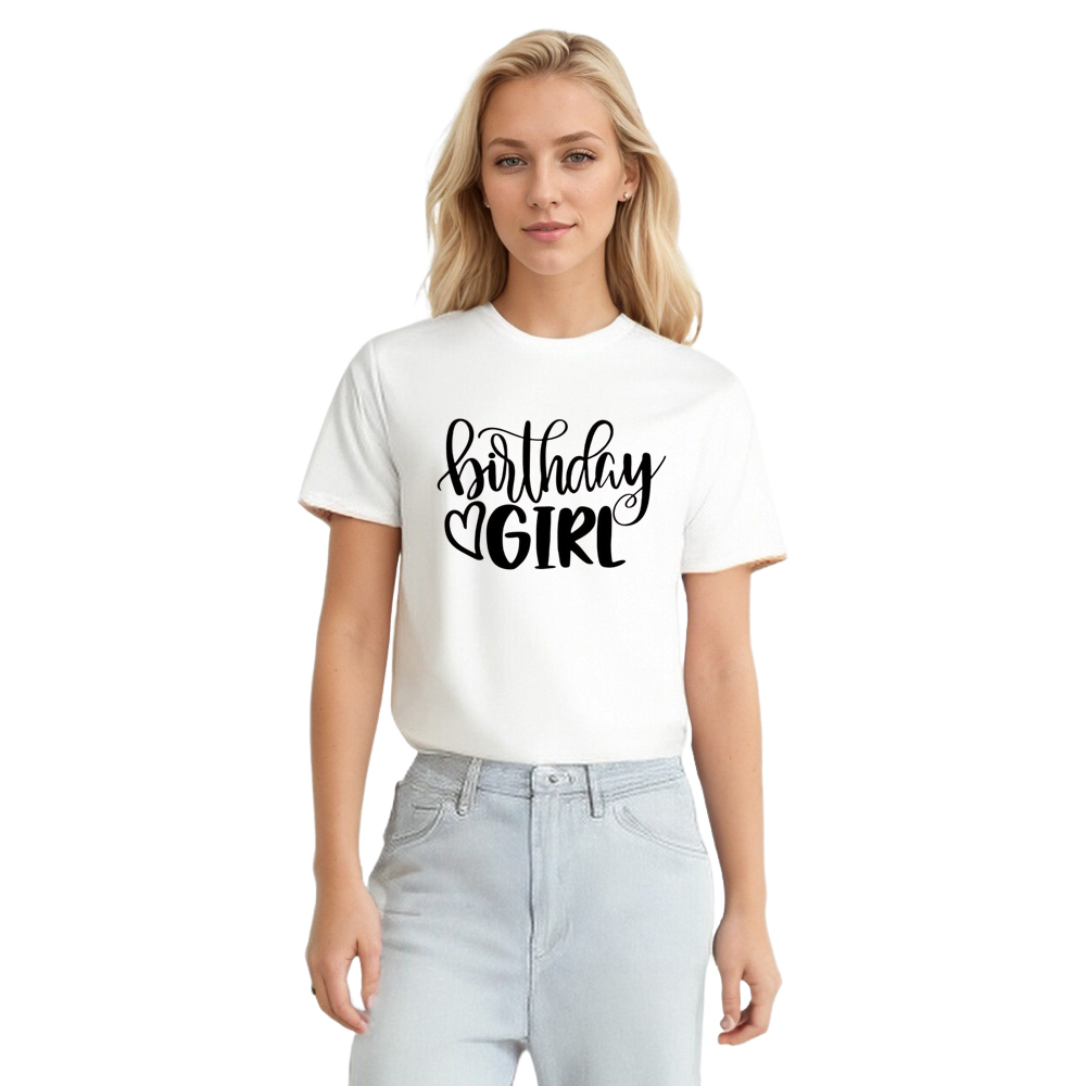 Adult Woman Birthday Girl Birthday Party White Short Sleeve T-shirt 