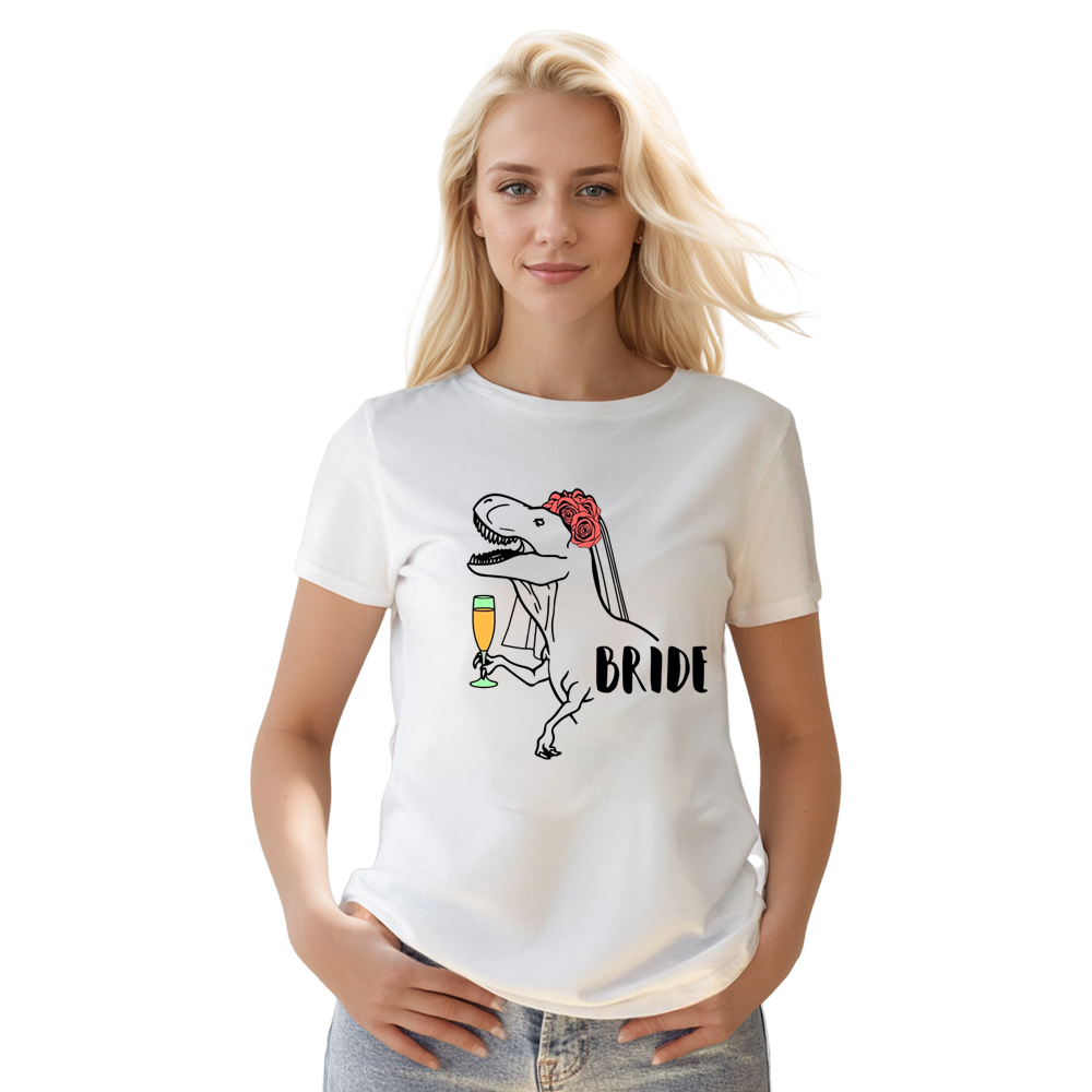 Adult Unisex Dinosaur Bride Animals Lover White T-shirt Costume