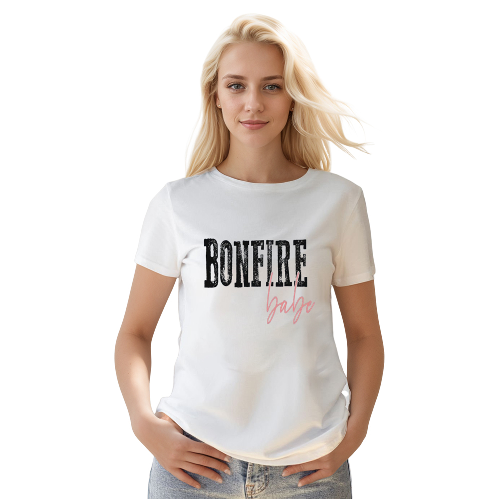 Adult Unisex Bonfire Babe White T-shirt Costume