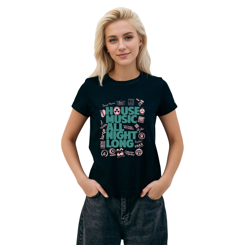 Adult Unisex House Music Retro Music Lover Black T-shirt