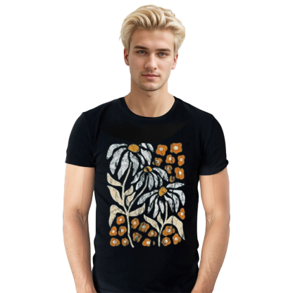 Adult Unisex Flower Graphic Nature Lover Black T-shirt Costume