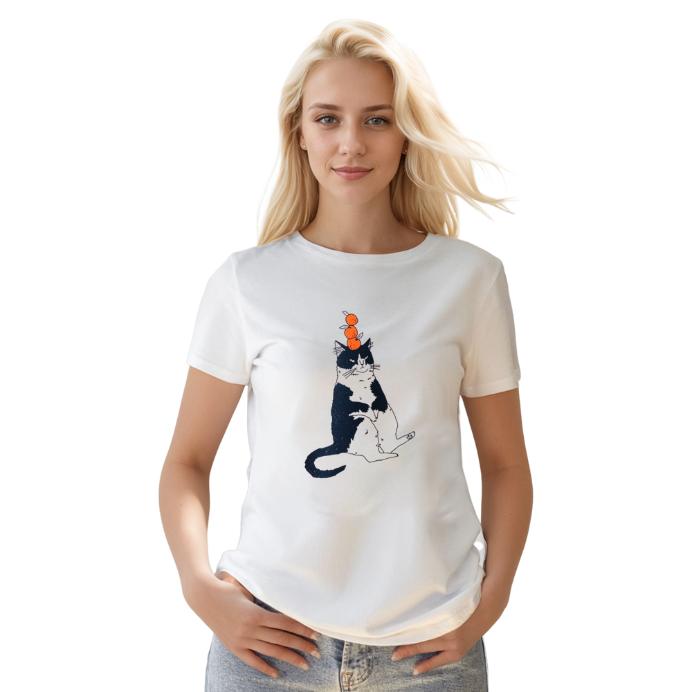 Adult Unisex Kawaii Lazy Cat Pet Lover White T-shirt Costume